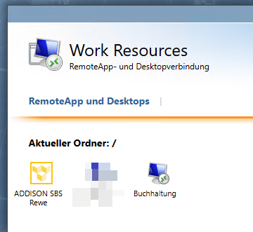 Veröffentlichter Desktop neben den RemoteApps im RD Web Access